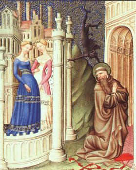 Limbourg Brothers : St. Jerome Tempted by Dancing Girls